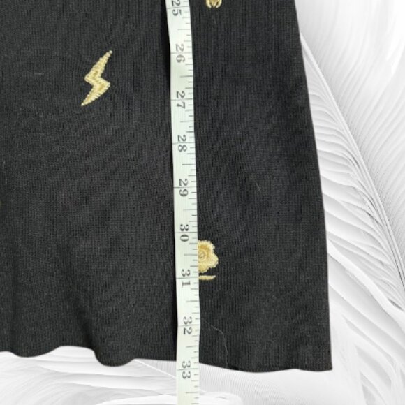 Black Knit Dress with Embroidery & Pearl Collar – Preppy Style Size: S - Picture 11 of 13
